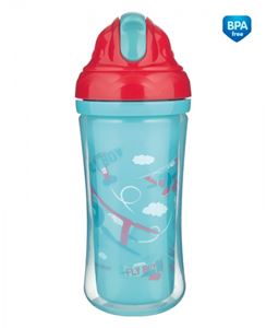 Obrazek Canpol babies bidon z silikonową rurką double wall 260ml samoloty