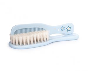 Picture of Szczotka z grzebykiem Newborn Baby (naturalna miękka) - niebieska